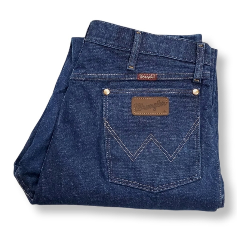 Vintage Wrangler Cowboy Cut Jeans Relaxed Fit Stiff Dark Blue Men's Size 36x36